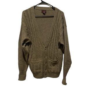 Men's Vintage Cambridge Classics Brown Heavy Weight Chunk Knit Cardigan Sweater